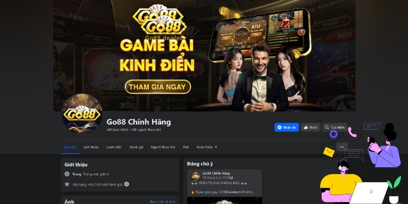 Kênh Chăm Sóc Khách Hàng Go88 - Hỗ Trợ 24/7 Tận Tâm Chu Đáo 4 Follow kênh Fanpage Go88 để cập nhật thêm nhiều tin tức mới